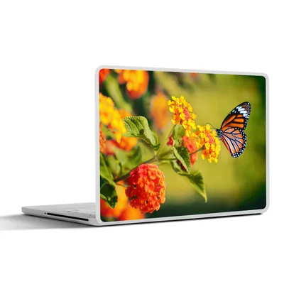 Produktbild von MuchoWow® Laptop Aufkleber Sticker Cover Schmetterling - Insekten - Blumen - Gelb 30x21 cm - Sticker für Laptop - Selbstklebend