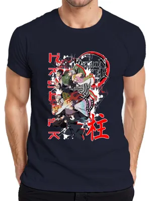 Produktbild von Demon Slayer Kimetsu no Yaiba Anime Charaktere Geschenk Grunge Herren T-Shirt, Navy, M