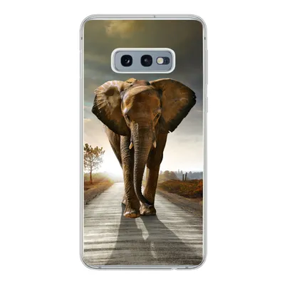 Produktbild von MuchoWow® Handyhülle Schutzhülle Hülle für Samsung Galaxy S10e Elefant - Straße - Tiere - Sonnenuntergang - Landschaft Silikon Softcase Handy Hülle - Handy