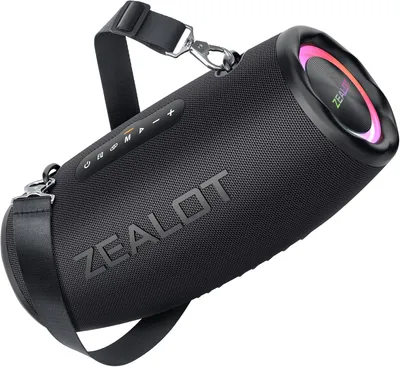 Obrázek produktu pro Reproduktor ZEALOT Bluetooth: hudební box pro venkovní použití, 80W stereo zvuk, BassUp, 16000mAh baterie, port AUX, USB, Micro SD/TF, USB-C, powerbanka, Bluetooth