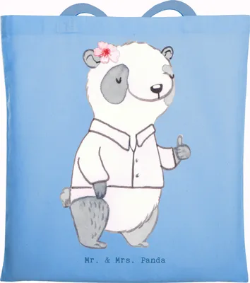 Produktbild von Mr. & Mrs. Panda Jutebeutel Unternehmensberaterin Herz - Sky Blue - Geschenk, Schultasche, Laptoptasche, Büchertasche, Tote Bag, Tasche