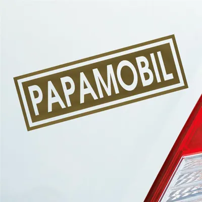Produktbild von Auto Aufkleber Papamobil Mama Papa Oma Opa Enkel Familie Liebe 15x5 cm Gold Sticker Heckscheibenaufkleber