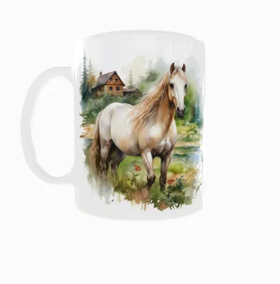 Produktbild von Becher 300ml Aquarell Pferd Pferd Dorf v7