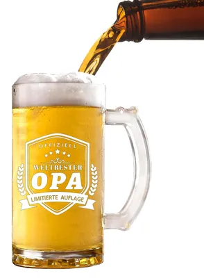 Bierglas personalisiert für Opa, 500 ml, Geschenk zum Ruhestand