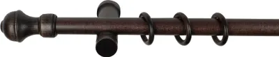 Produktbild von SN Deco - Stilgarnitur Gardinenstange Vorhangstange Ares, Holz, moderner Träger, 28 mm, 1-Lauf, Komplettset mit Ringen, Farbe Wenge, 120 cm