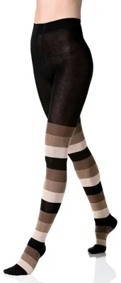 Productafbeelding van Yenita® gebreide panty, katoenen panty, maat XL, bruin-beige-zwart