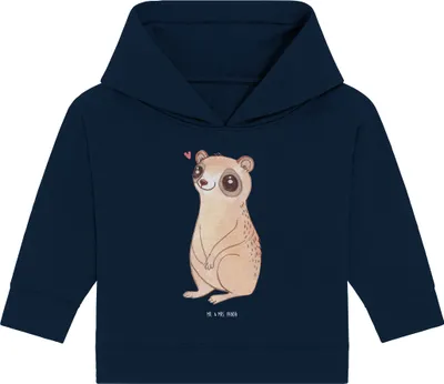 Produktbild von Mr. & Mrs. Panda Organic Baby Hoodie Plumplori Glücklich 12. - 18. Monat - French Navy - Geschenk, Kapuzenshirt, Glück, Kapuzensweatshirt, Lustige Sprüche, Niedlich