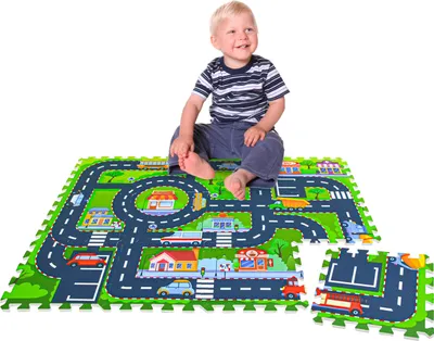 Zdjęcie produktu dla 12-elementowa mata do układania puzzli dla dzieci - 30x30 play street puzzle play mat