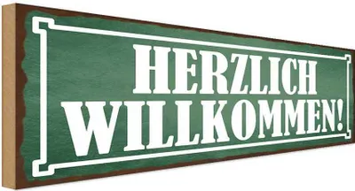 Produktbild von vianmo Holzschild 10x27 cm Herzlich Willkommen Geschenk