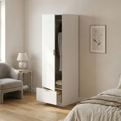 Image de Dello - Armoire 1 Porte, Blanche, 1 Étagère