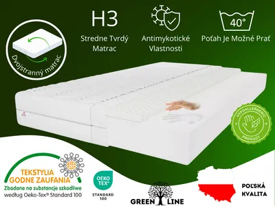 Obrázok produktu pre Latexový matrac s pamäťou 90x200 cm, výška 11 cm, stupeň tvrdosti H3, farba: biela, vrátane poťahu