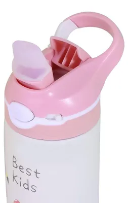 Kinder-Trinkflasche 400 ml, Edelstahl, doppelwandig, rosa