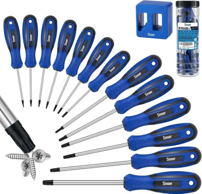 Image de jeu de 14 tournevis Torx magnétiques en acier au chrome-vanadium