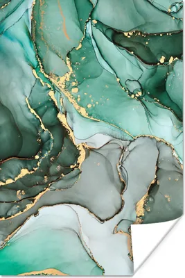 Produktbild von MuchoWow® Poster Gold - Marmor - Grün - Luxus - Marmoroptik - Grau 120x180 cm - Kunstposter