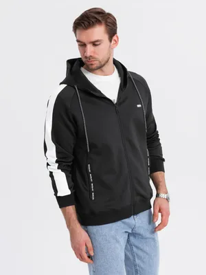 Obrázek produktu pro Ombre Clothing Pánská mikina na zip Leonidaou černá M