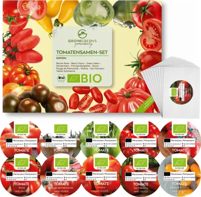 Image de Kit de graines de tomates(10 variétés) - Kit de culture de graines de tomates issues de l'agriculture biologique, idéal pour la terrasse, le balcon et le jardin