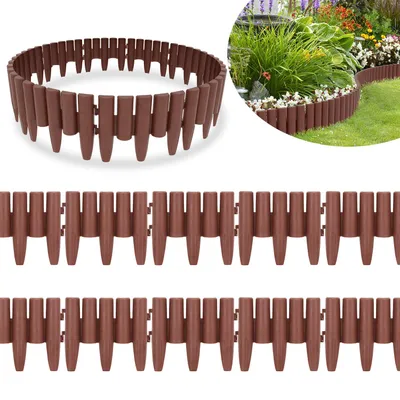 Produktbild von Jopassy Rasenkante Holzoptik Beeteinfassung Beetbegrenzung Beetumrandung kunststoff für Garten, Wiese 14m Braun