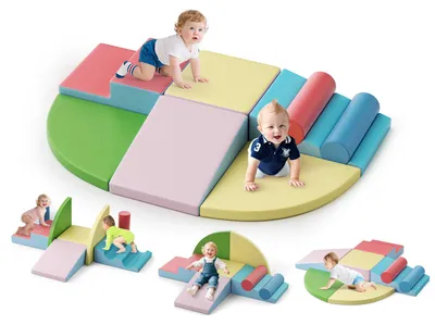 Produktbild von Kletterblöcke für Kinder - 8-teiliges Set Softschaum Bausteine - Weiche Spielklötze für Kleinkinder - Indoor Spielplatz - Fördert Motorik und Balance - Gelb