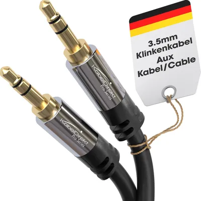 Produktbild von KabelDirekt 797698090597, 3.5mm, Männlich, 3.5mm, Männlich, 10 m, Schwarz