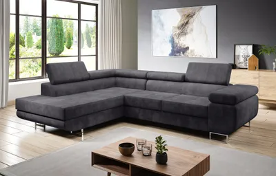 Image de AX LIVING Canapé velours gris clair Kanya canapé convertible en lit G