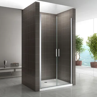 Produktbild von i-flair Duschtür 95-98 cm - Höhe: 195 cm, aus durchsichtigem 6 mm Sicherheitsglas, Edelstahlgriffe