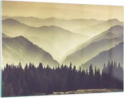 Produktbild von Bilder auf glas - Berge Wald Natur - 120x80cm - Glasbilder - Wandbilder - Kunstdruck - zum Aufhängen bereit - Wanddekoration aus Glas - Glas Bilder - Wandbild auf Glas - Einteilig - GAA120x80-3820