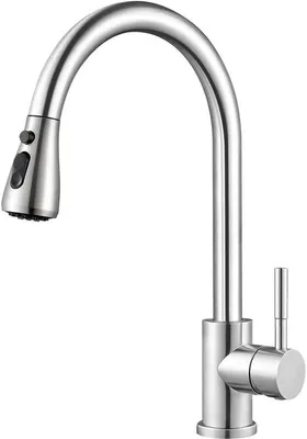 Immagine prodotto di Miscelatore da cucina estraibile in acciaio inossidabile Unyqoos® – 2 tipi di getto e funzione di pausa, girevole a 360°, senza piombo, facile da installare