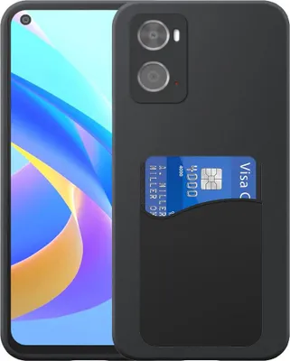 Produktbild von Geeignet für Oppo A36 / A76 / A96 Phone Case mit Silikon-Kartenhalter - Flexible Back Cover Case Silikon TPU mit Silikon-Kartenslot - Schwarz - Smartphonics