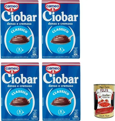 Produktbild von Cameo Ciobar Classico Pulver Zubereitung für Heiße Schokolade Hot Chocolate 4x 125g Packung, jede Packung enthält 5 Beutel à 25g und Polpa 400g