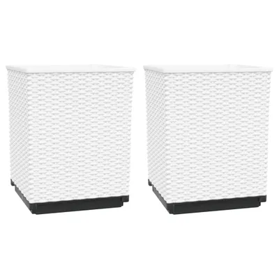 Image de vidaXL Bac à plantes 2 pcs. Blanc 30x30x37 cm Polypropylène