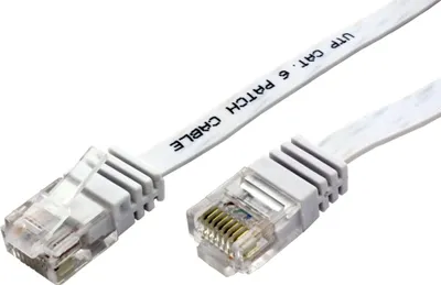 Produktbild von Patchkabel RJ45 Stecker > RJ45 Stecker CAT.6 U/UTP (weiß, 7 Meter, Flachkabel)