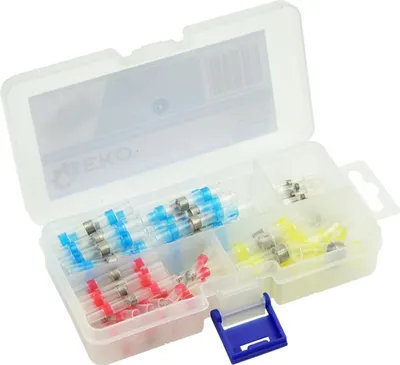 Immagine prodotto di Set di tubi termoretraibili, per cavi di isolamento, kit di tubi termorestringenti, assortimento di manicotti per avvolgimento di cavi isolanti elettrici 0,25-6 mm², capicorda stagnati 100 pezzi, Geko