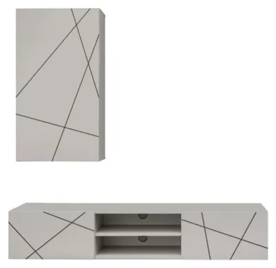 Productafbeelding van Wandcompositie DASH - TV-meubel en wandkast - Afwerking Cashmere