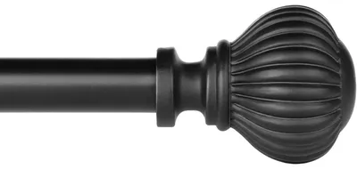 Productafbeelding van Uittrekbare gordijnstang, zwart, 71-122 cm, diameter 16 mm, met pompoen-vormige uiteinden
