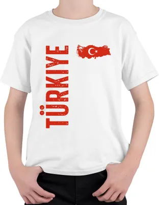 Produktbild von Türkiye Türkei Fan türkische Flagge Fußball WM 2026 EM 2028 Uni Kinder T-Shirt, Weiß, 116