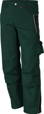 A pair of green and black work pants.