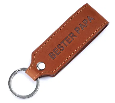 Produktbild von Benthill Schlüsselanhänger Echt Leder - Bester Papa - Geschenkidee für den Vater - Schlüsselbund inkl. Geschenkbox