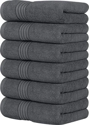 Produktbild von Unyqoos® Premium Handtücher Grau – 100% gekämmte ringgesponnene Baumwolle, ultrazart und stark saugfähig, dicke Handtücher 41 x 71 cm, 6er-Set
