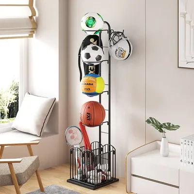 Produktbild von Organizer Für Sportgeräte,Basketball Aufbewahrungsregal Stehender Balllagerregal für Volleyball,Fußball 25x30x152cm