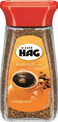 Produktbild von Cafè Hag Klassisch Mild, Vollmundiges Aroma, Entkoffeiniert, Instant-Kaffee, 100g