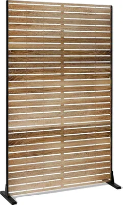 Immagine prodotto di Schermo per la privacy, Design indipendente, Robusta struttura in metallo, Doghe in legno marrone