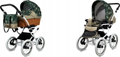 Produktbild von Babylux® Classic White | 2in1 Kinderwagen Set | Fern Leaf | Kombikinderwagen | Kinderwagenset |