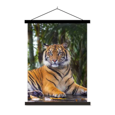 Produktbild von MuchoWow® Textilposter Tiger - Tiere - Wald - Dschungel 90x120 cm mit schwarzem Rahmen - Dekoration