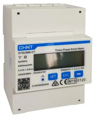 Immagine prodotto di CHINT DTSU666 meter bidirezionale con dati di prelievo e immissione TRIFASE impianto fotovoltaico contatore energia DIN v-tac 11546
