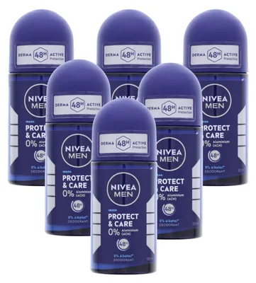 Produktbild von 6 x NIVEA MEN Protect & Care Deo Roll On je 50ml 48h Schutz Deodorant