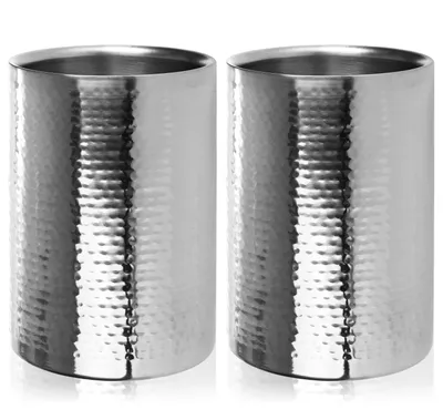 Produktbild von com-four® 2x Flaschenkühler - Sektkühler - Eiswürfelkühler aus Edelstahl