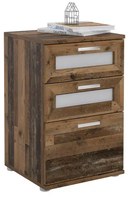 Produktbild von Nachttisch für Boxspringbetten Nachtschrank Nachtkommode MARIKE in Old Style, mit 3 Schubladen
