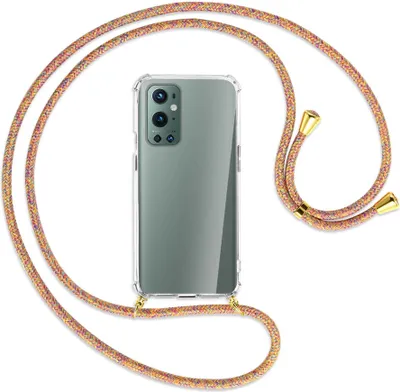 Produktbild von Handykette Backcover-Schutzhülle mit Band (Metall goldfarben) für OnePlus 9 Pro - Rainbow