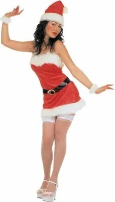 Produktbild von Weihnachtsfrau Damenkostüm Santa rot-weiss