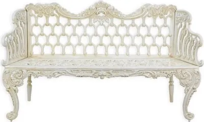 Produktbild von Casa Padrino Barock Gartenbank Cremeweiß 159 x H. 93 cm - Prunkvolle Gusseisen Garten Sitzbank - Gusseisen Gartenmöbel - Barock Garten Möbel - Garten Möbel im Barockstil
